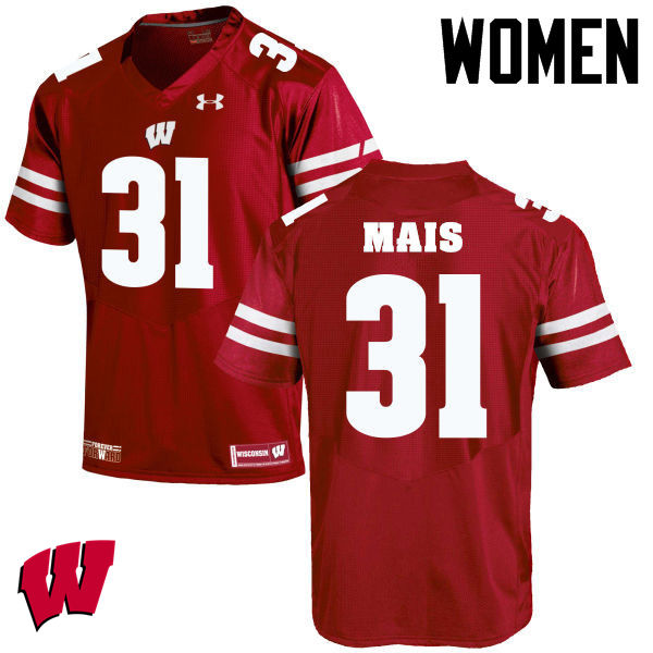 Wisconsin Badgers Women's #31 Tyler Mais NCAA Under Armour Authentic Red College Stitched Football Jersey JP40U56OG